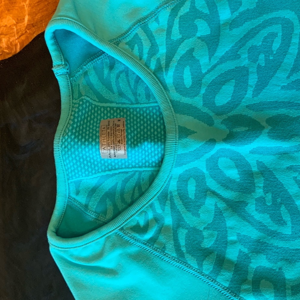 Athleta Teal Blue Winter Layer Patterned Top W Th… - image 3